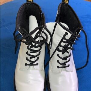 Dr. Martens White and Black Lace-Up Women’s Ankle Boots
